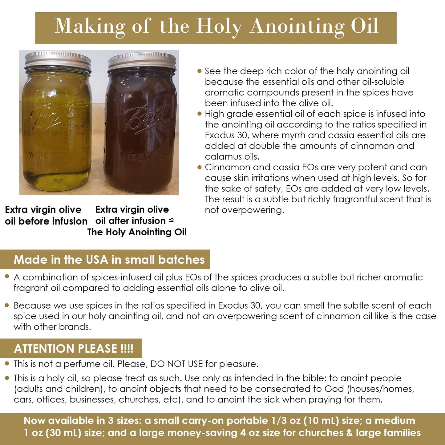 BIBLE N Beautyoils Exodus 30:22-25 Sacred and Holy Anointing Oil, Made From Scratch With Myrrh, Calamus, Cinnamon, Cassia, and Olive Oil Herbal Spices and Essential Oils for Healing Prayers - 1 fl oz