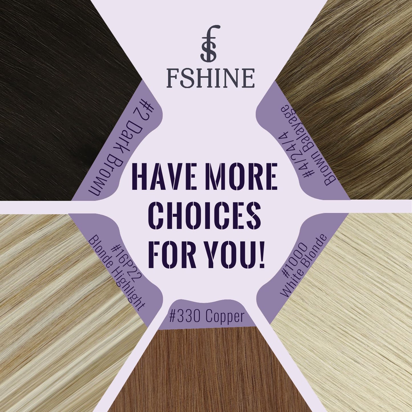 Fshine Full Head Clip in Human Hair Extensions, Balayage 12 in 50 g 3pcs