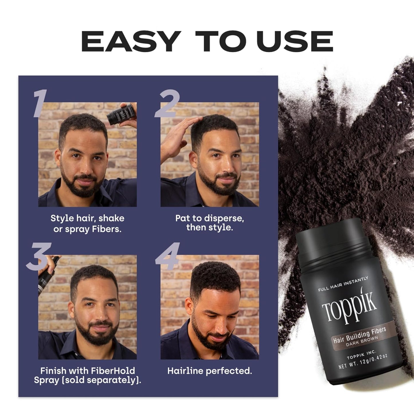 Toppik Hair Building Fibers - Instantly Thicker, Fuller Hair | 9 Shades Available, 4 Size Options
