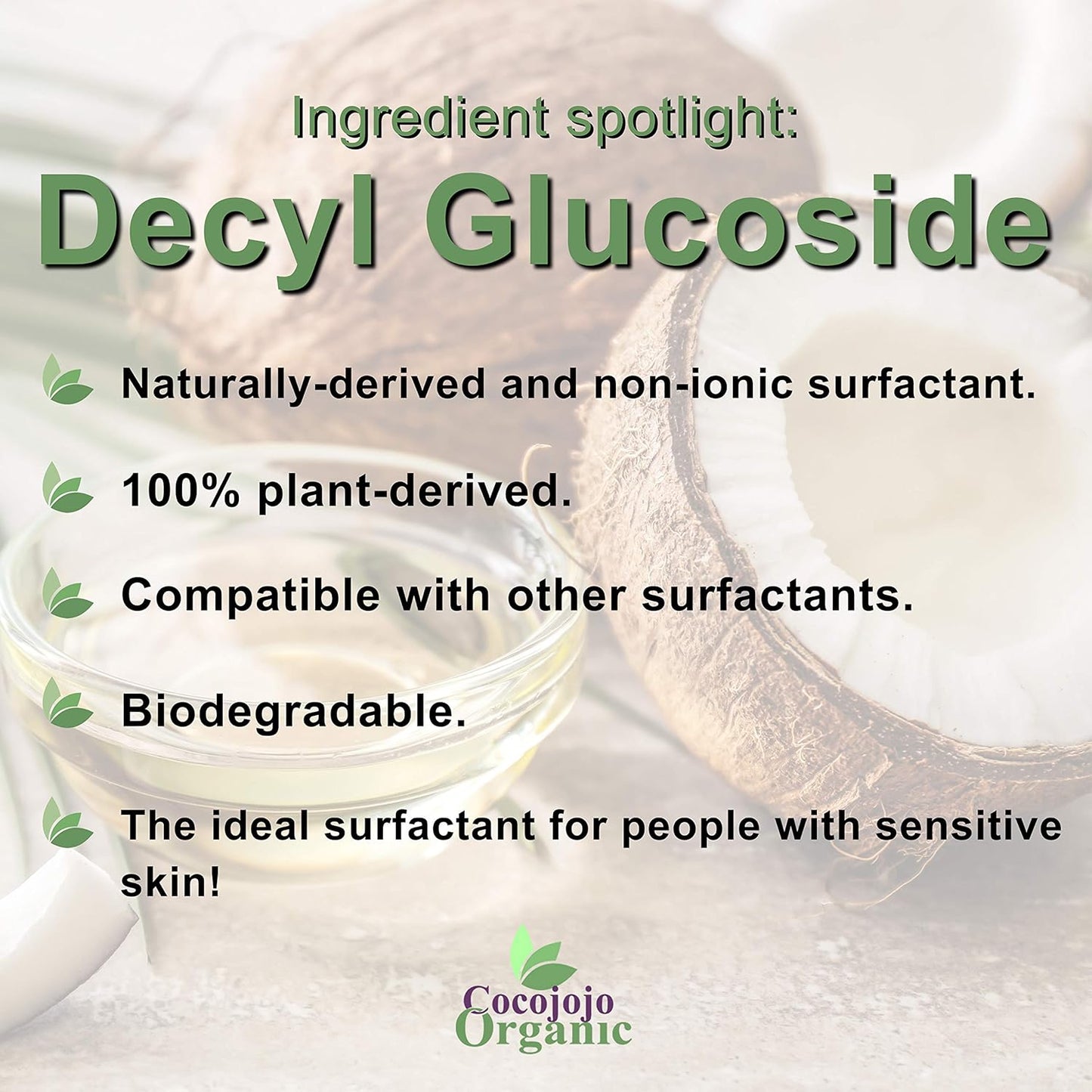 Decyl Glucoside Natural Surfactant - Plant-Derived Soap Making Ingredient | 32 Oz