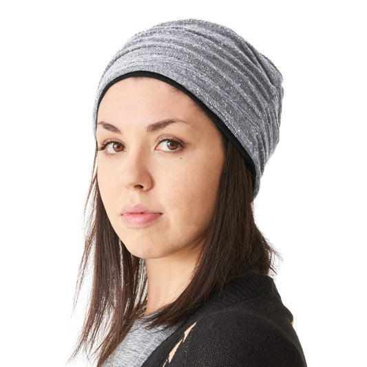 CHARM Organic Cotton Winter Beanie - Men Slouchy Oversized Hat Women Chemo Cap Slouch All Season Unisex Gray