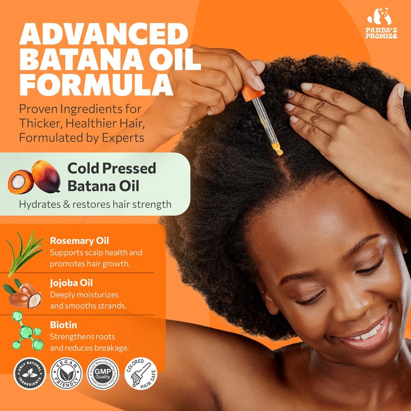 Panda's Promise Batana Oil for Hair Growth with Rosemary Oil, Jojoba Oil & Castor Oil- Natural Dry Scalp Treatment Product for Thinning (2 x 50ML = 100ML)