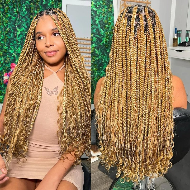 Human Braiding Hair 27#Honer Blonde Deep Wave Bulk Human Hair For Braiding Hair Extensions No Weft 1 Bundle 100g Micro Braiding Human Hair for Boho Knotless Braids Human Hair (16 Inch,27#,100g)