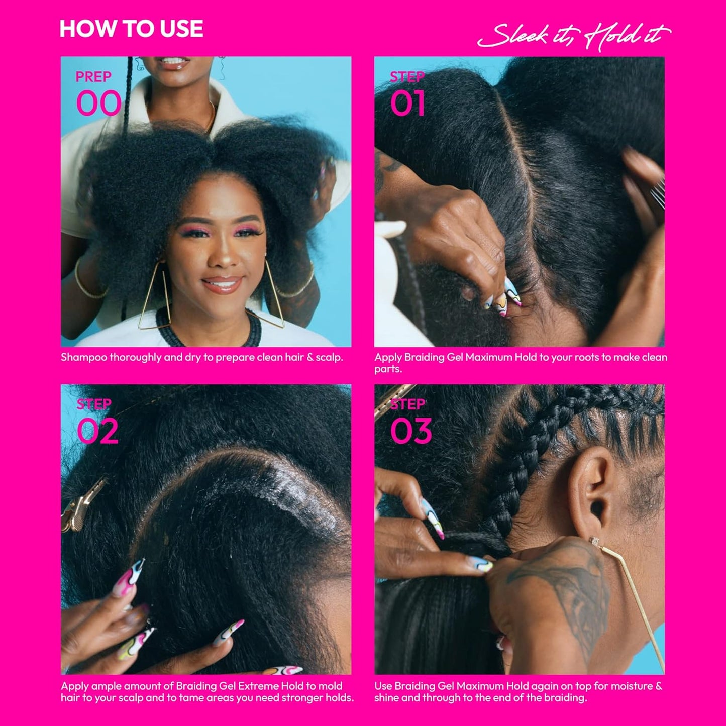 Red by Kiss Braiding Gel - Extreme Hold Styler for Box Braids & Cornrows | Hydrating, Long-Lasting Frizz Control (32 fl. oz.)