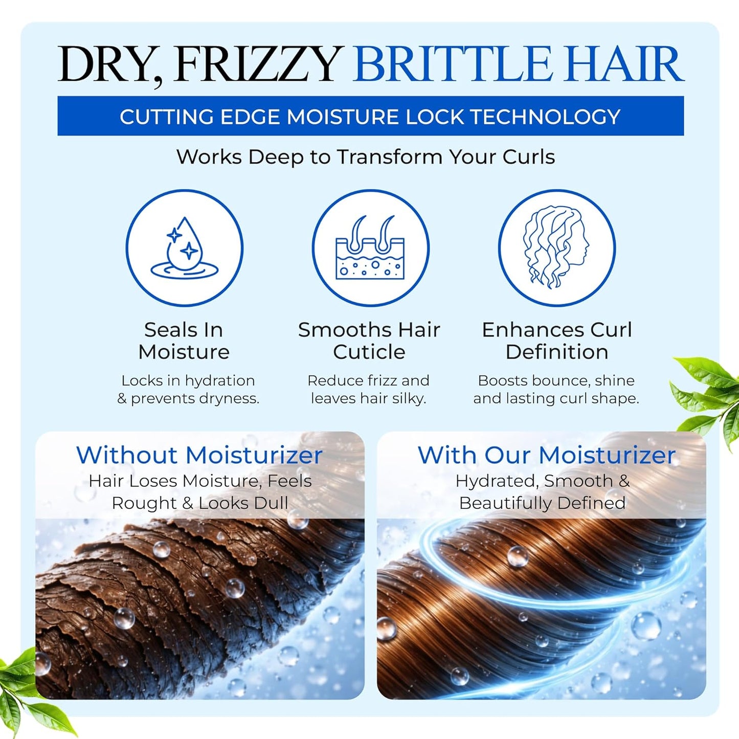 Curly Hair Moisturizer - Paraben & Sulfate Free Leave-In Conditioner for Extra Dry, Coarse Hair | 32 oz