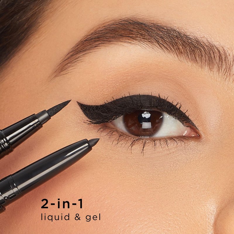 tarte double take eyeliner – 2-in-1 Liquid & Gel Eyeliner for Bold All-Day Wear, Waterproof, Easy to Apply, Vegan, Cruelty-Free, full size, black