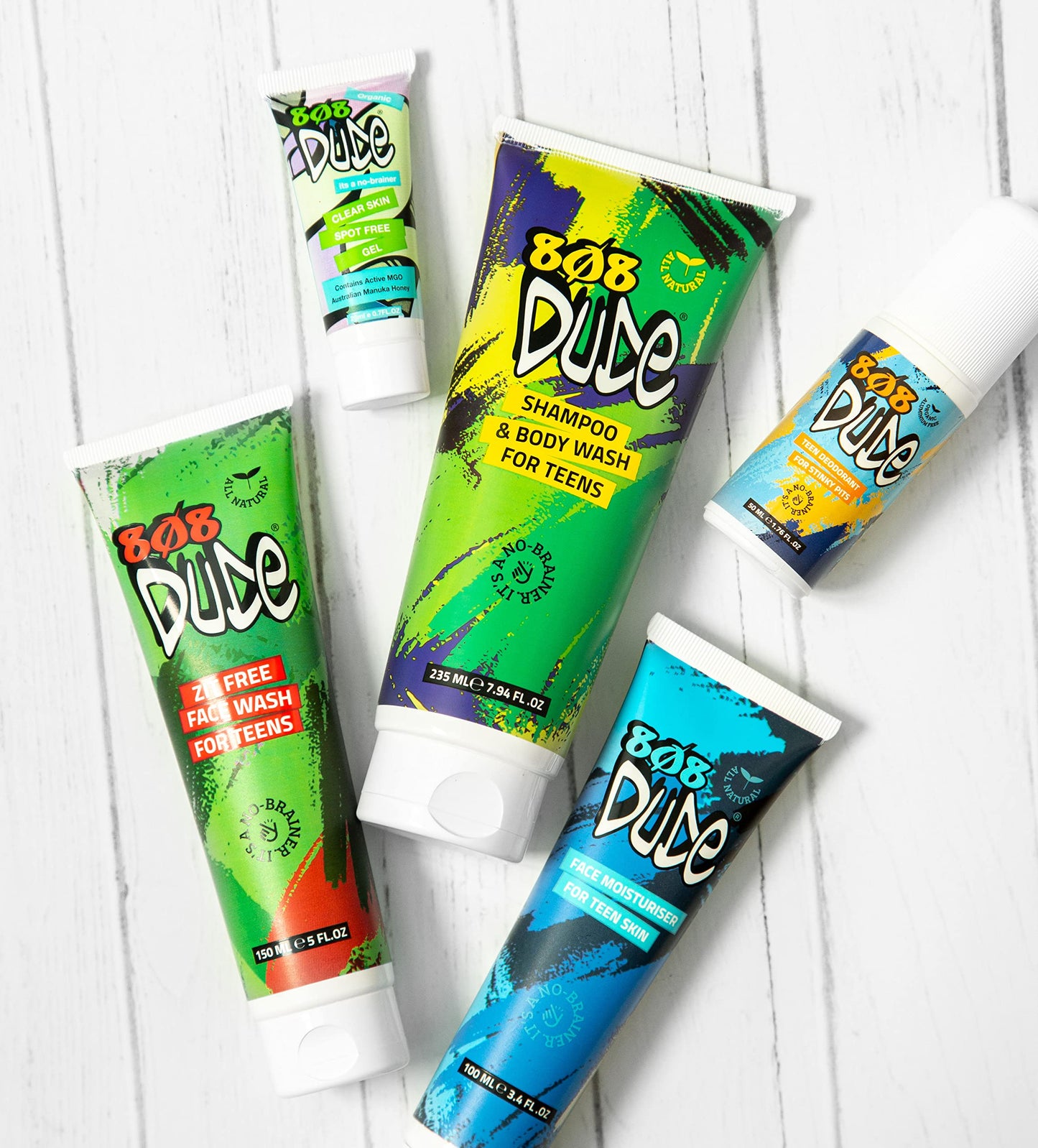 808 Dude Shampoo and Body Wash for Teens, Boys, and Men | Pure Natural & Organic Ingredients | Clear Body Odor and Skin Breakouts with Essential Oils, 8 fl oz.