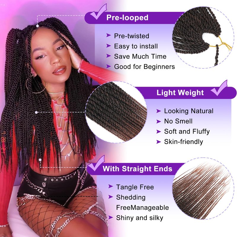 BAOTA Senegalese Twist Crochet Hair for Women Ombre Brown 12 Inch 8 Packs Short Crochet Hair for Black Women Pre Looped Small Braids Micro Twist Crochet Hair with Natural Ends T30