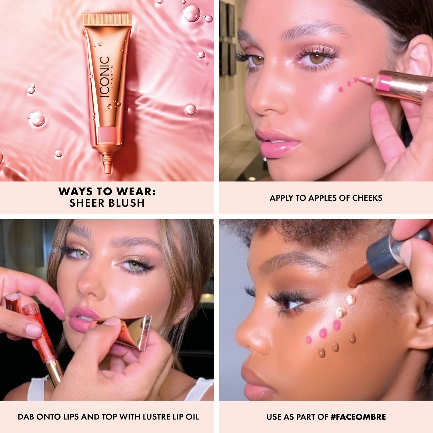 ICONIC LONDON Sheer Blush | Lightweight Liquid Cream Blush, Cruelty Free, Vegan Makeup, Rose Riot (Light Pink) 0.42 Fl oz