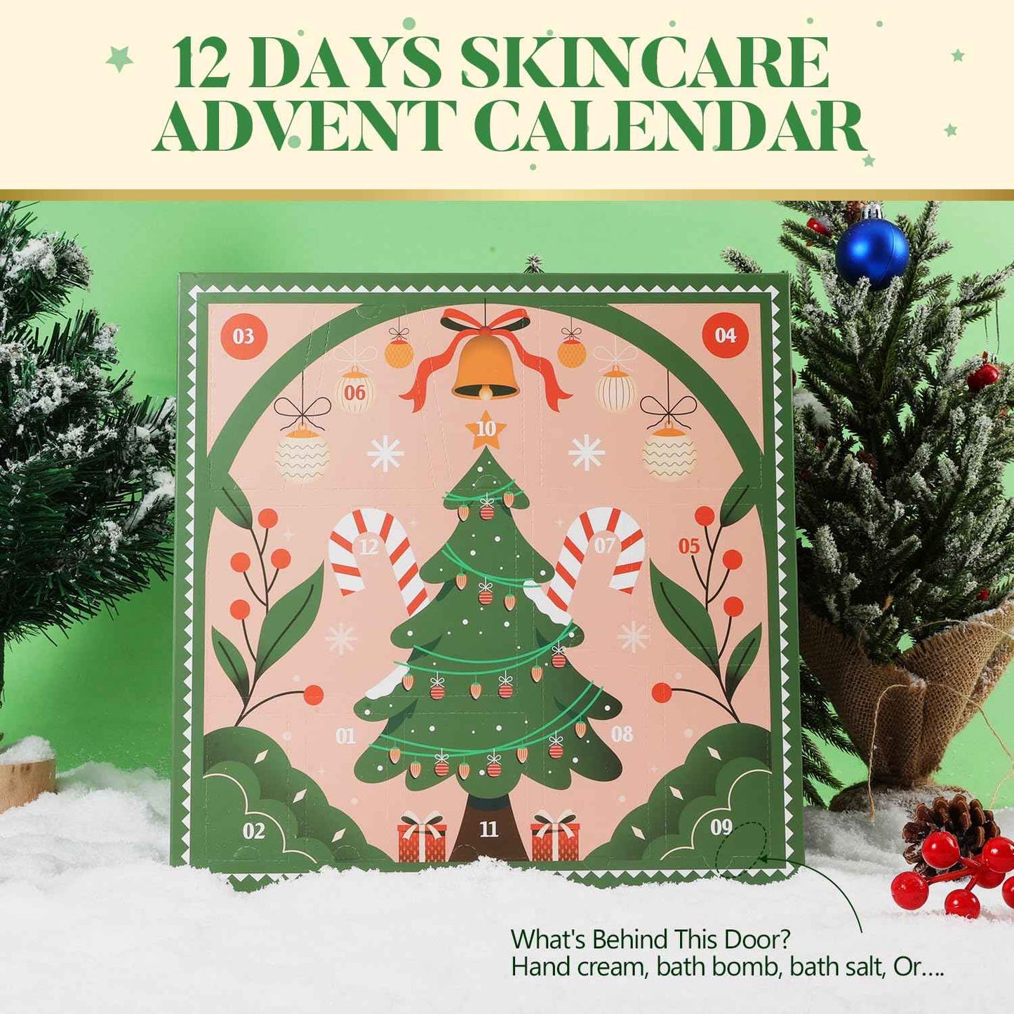 BFFLOVE 12-Piece Beauty Advent Calendar 2024 Bath and Body Gift Set with Luxurious Hand Creams, Bath Essentials, Christmas Bath Set for Men Women 2024-12 Days of Christmas for Women