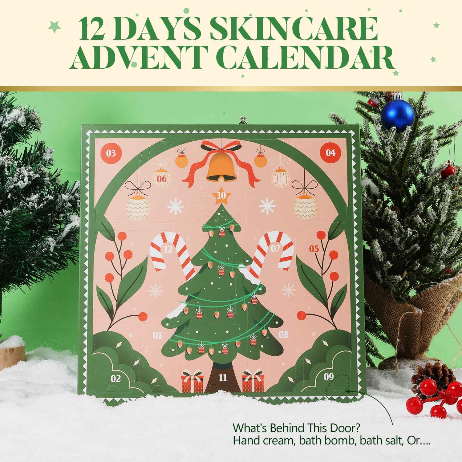 BFFLOVE 12-Piece Beauty Advent Calendar 2024 Bath and Body Gift Set with Luxurious Hand Creams, Bath Essentials, Christmas Bath Set for Men Women 2024-12 Days of Christmas for Women