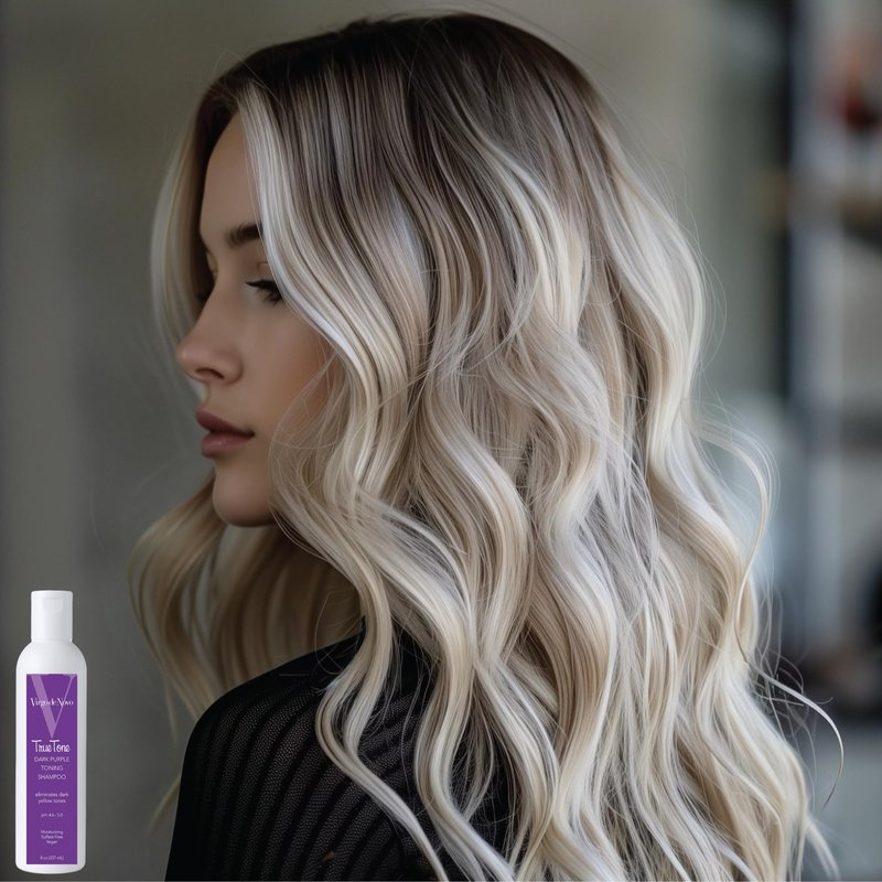 Virgo de Novo Dark Purple Toning Shampoo Neutralizes Dark Yellow & Brassy Tones, Brightens Blonde, Silver & Grey Hair, Sulfate-Free, Color-Safe, Non-Drying (8 oz)