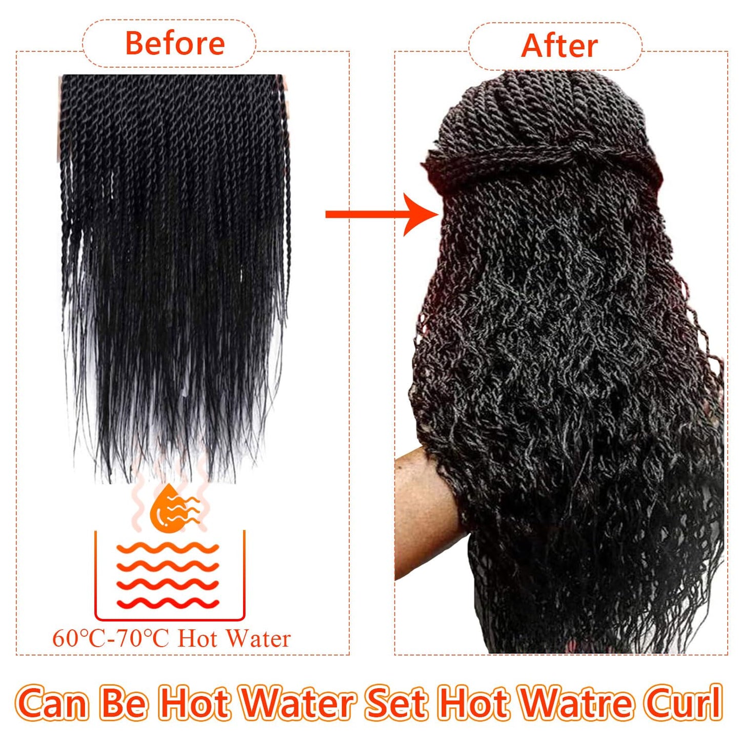 Senegalese Twist Crochet Hair 22 Inch 9 Packs Pre Looped Pretwisted Boho Goddess Twist for Black Women Natural Straight Ends Hot Water Setting Braids（1B/30/27)