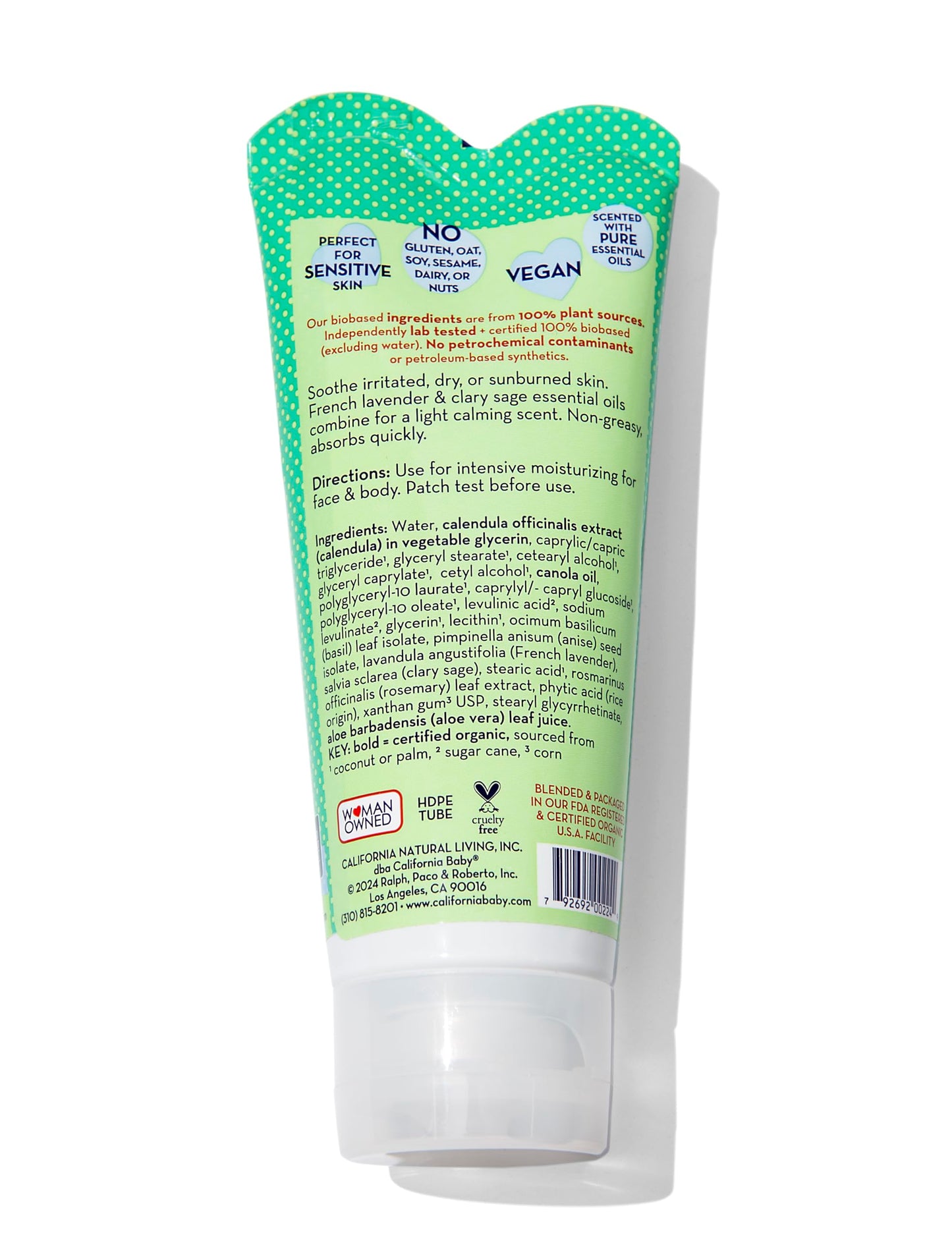 California Baby Aloe Vera & Arnica Cream | Soothing After Sun Lotion | 100% Plant-Based Sunburn Relief | Moisturizes Irritated Skin | 82 g / 2.9 oz.