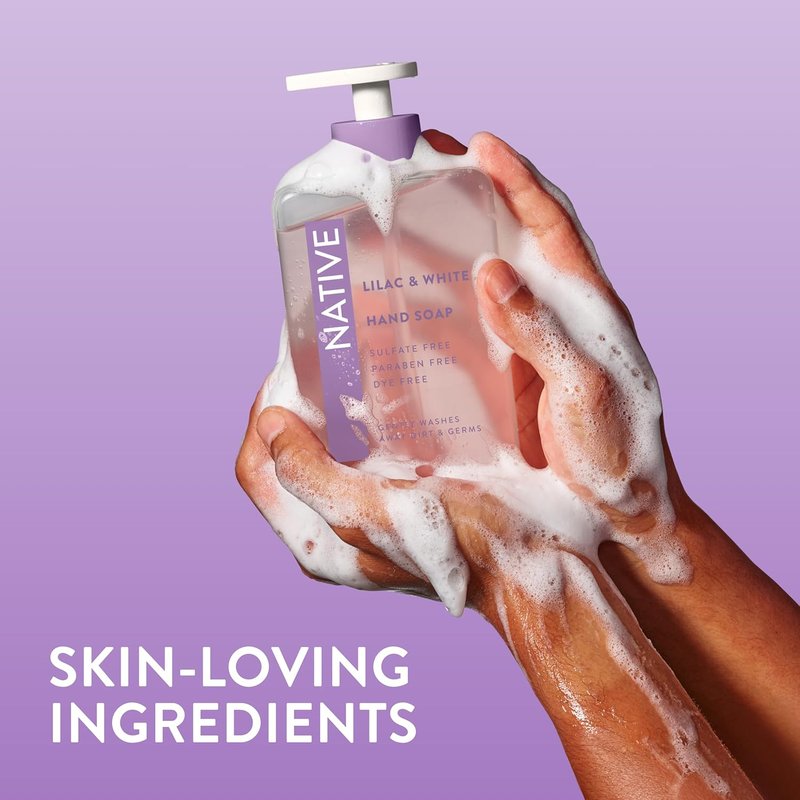 Liquid Hand Soap - Lilac & White Tea Scent | Non-Drying, Plant-Based Formula, 13 oz Bottle