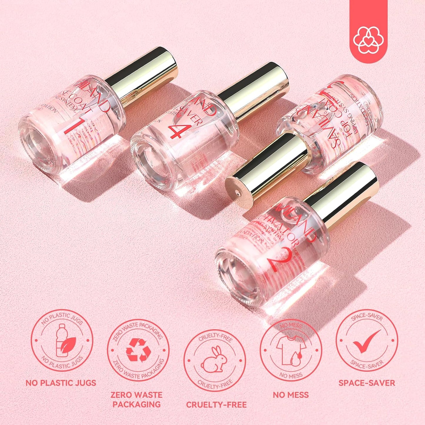 SAVILAND Dip Powder Liquid Set - 10 Pcs Base & Top Coat with Activator | 15 ml Acrylic Nail Essentials
