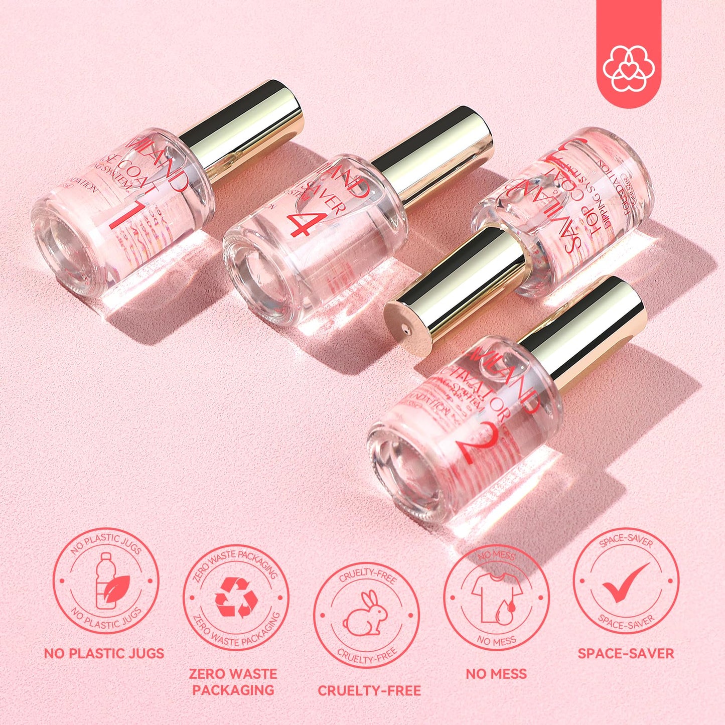 SAVILAND Dip Powder Liquid Set 15 ml/0.5 oz,10 Pcs Nail Dip Liquid Set with HEMA-free Base/Top Coat, Activator Brush Saver Acrylic Gel Nail File No Curing Needed DIY Home Salon Quality