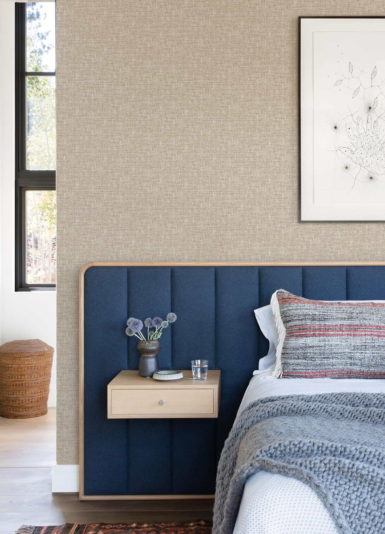 NuWallpaper by WallPops Tan Poplin Peel and Stick Wallpaper, NUS5002