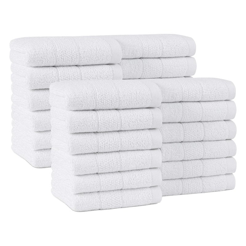 Arkwright Premium Washcloths - (Pack of 24) - Soft & Absorbent, 100% Ringspun Cotton, Contemporary Design Wash Cloths with Dobby, Multipurpose Fingertip Towels, White
