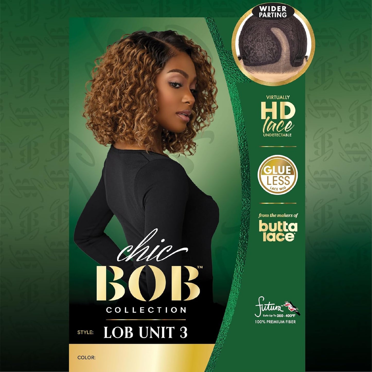 Chicbob Lace Front Wig - Lob Unit 3 Glueless Synthetic Hair with 5-Inch Deep Part | Jet Black