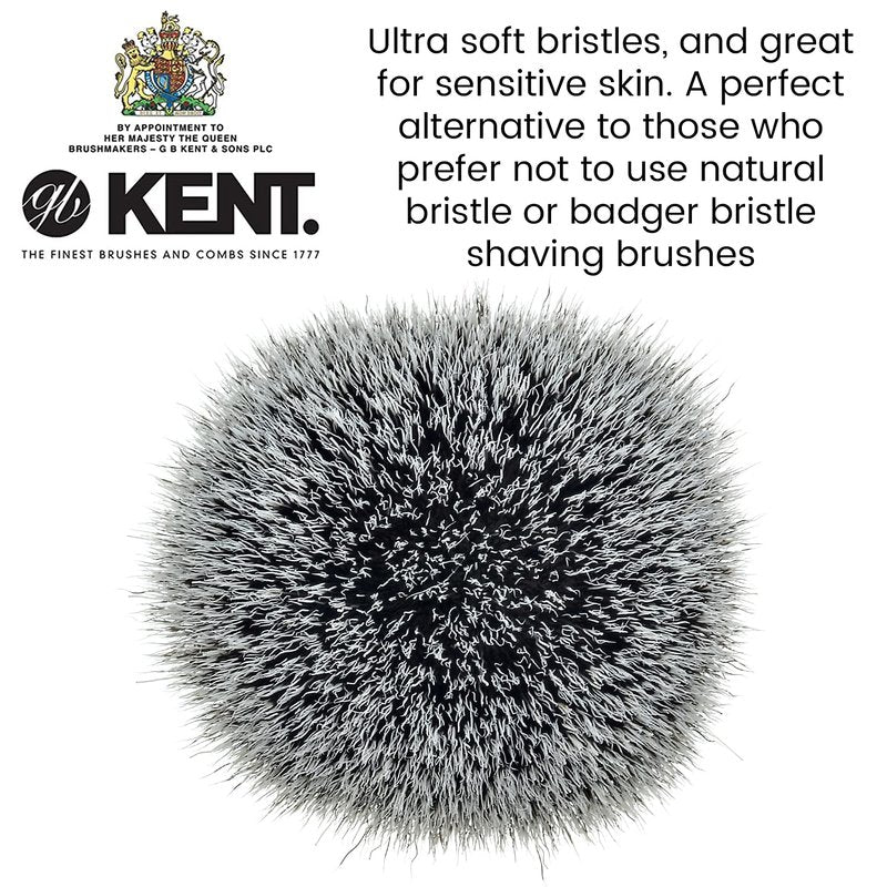 Kent Infinity Plus Shaving Brush with Ultra-Soft Silvertext Synthetic Badger Brush - Perfect Lather and Shaving Brush made for Shave Cream and Shaving Soap - Kent Luxury Shaving Since 1777