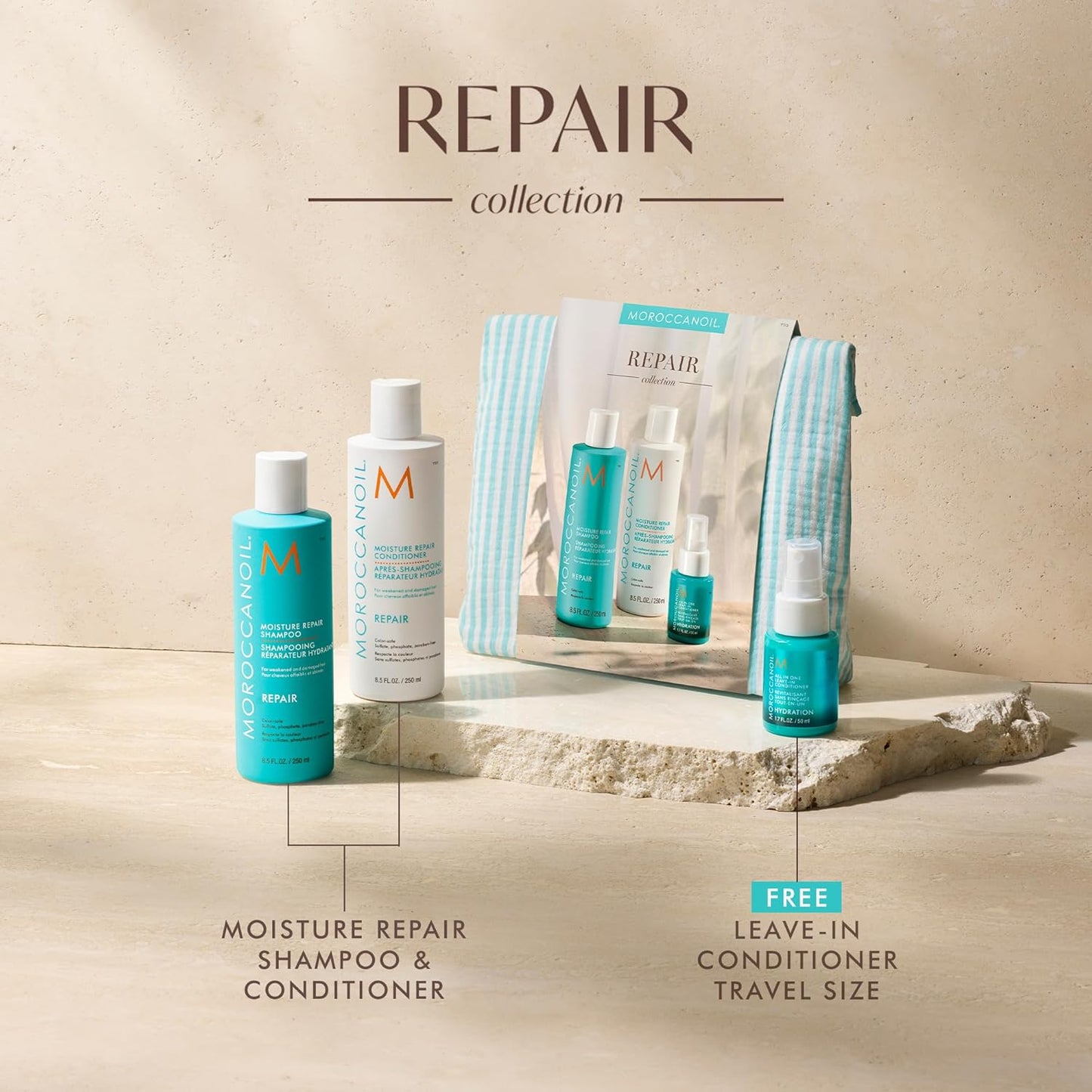 Moroccanoil Hair Repair Gift Set - Nourishing Treatment for Damaged Hair | 3-Piece Set