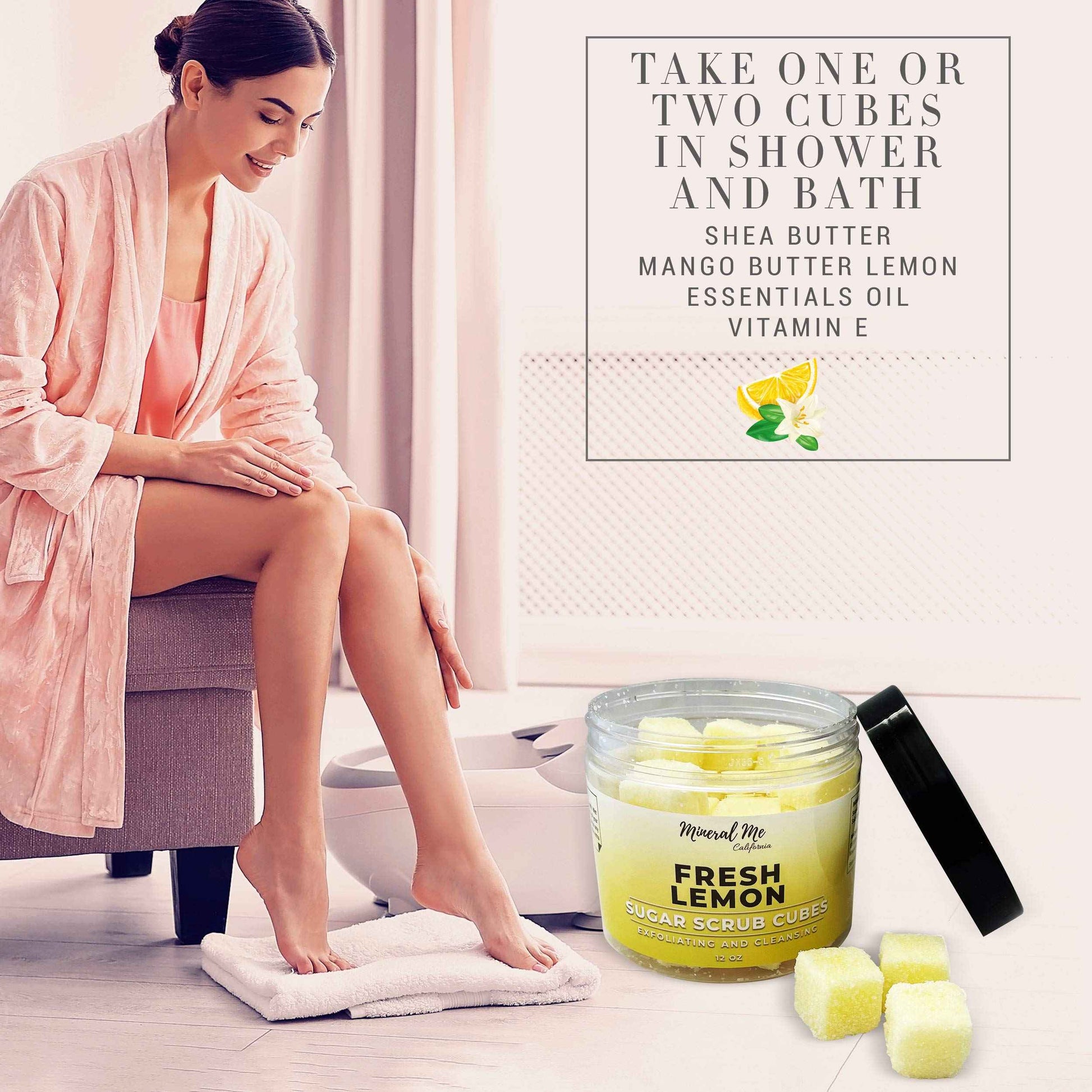 Body Scrub Exfoliator - 12oz WATERMELON Sugar scrub cubes w/Mango Butter & Shea butter, Body Scrub Exfoliator - 12oz FRESH LEMON Sugar scrub cubes, Hydrating & Moisturizing, For all body exfoliation