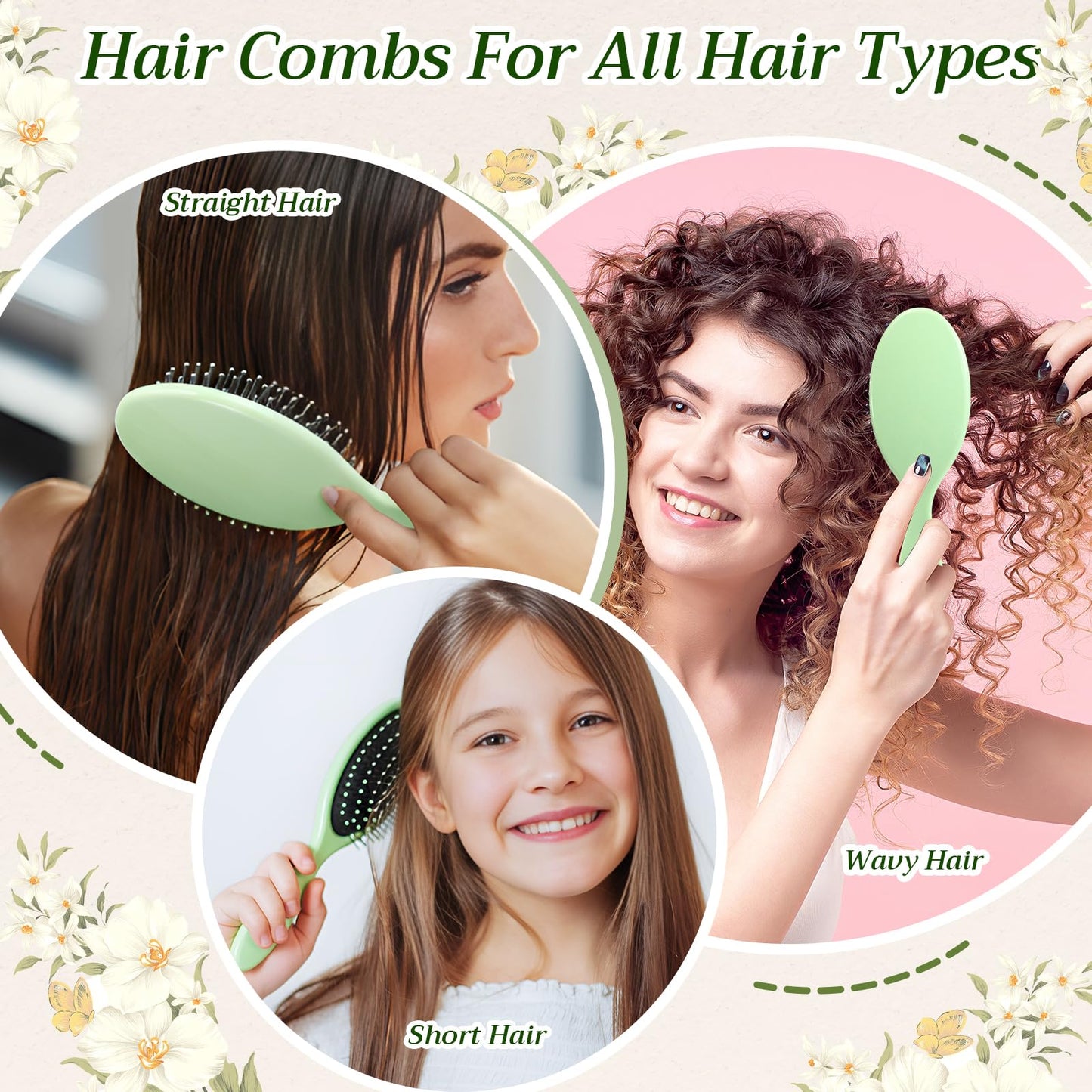 Yiyiring 30 Sets Bridal Shower Hair Brush Favors for Guests Sage Green Wet Detangling Brush bulk with Organza Bags Thank You Card for Wedding Baby Shower Party Gifts for Women