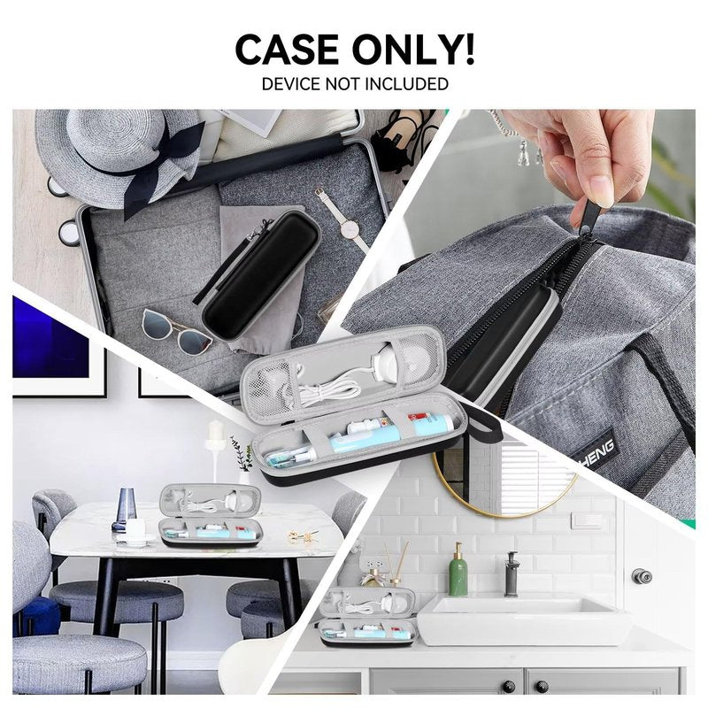TUNYINSH Travel Case for Oral-B/Oral-B Pro/Phlips Sonicare Electric Toothbrush with 2pcs Toothbrush Heads Cover Cap, Portable Hard Protective Storage Bag with Accessories Storage (Black)