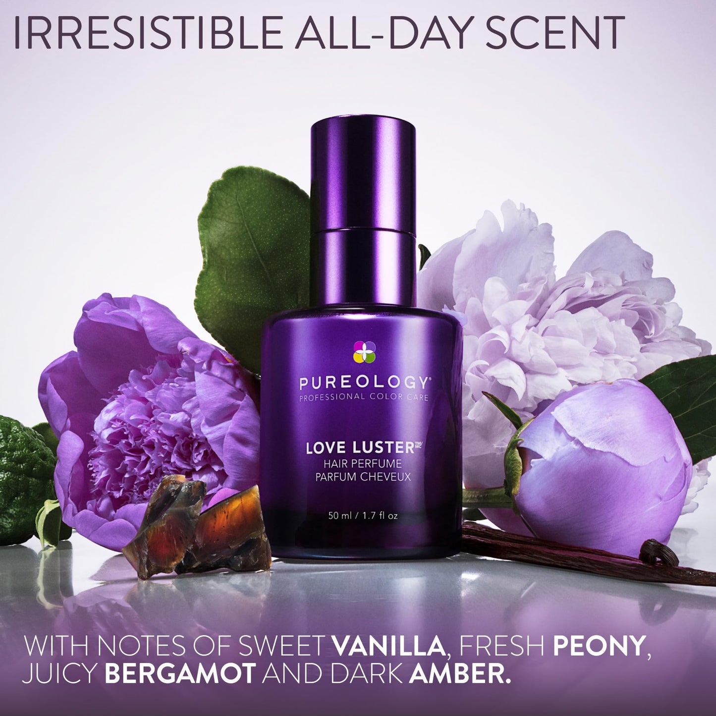 Pureology Love Luster Hydrating Hair Perfume - Hair & Body Mist with Vanilla & Peony Fragrance, Color Safe, No Drying Alcohols, Instant Hair Shine & Softness, 1.7 Fl Oz