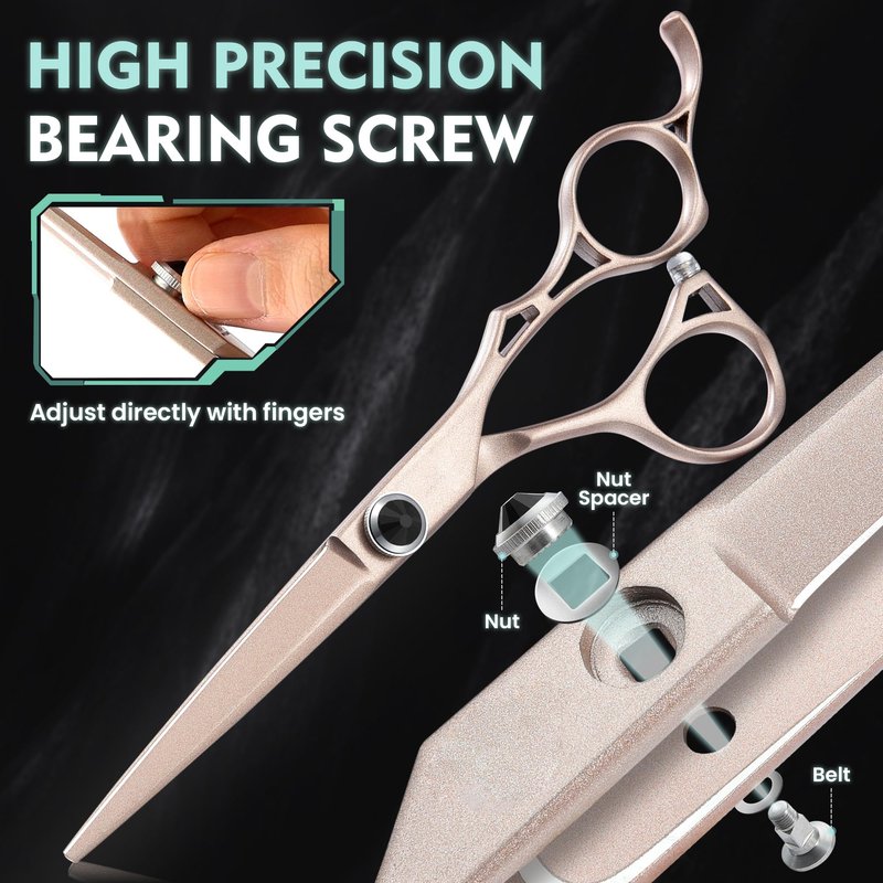 Dragon Creek Hair Cutting Thinning Scissors Set Haircut Texturizing Blending Hairdressing Shear Kit Professional for Stylist, Hairdresser, Men, Women, Kids Salon Barber Home Rose Gold 9pcs 6"