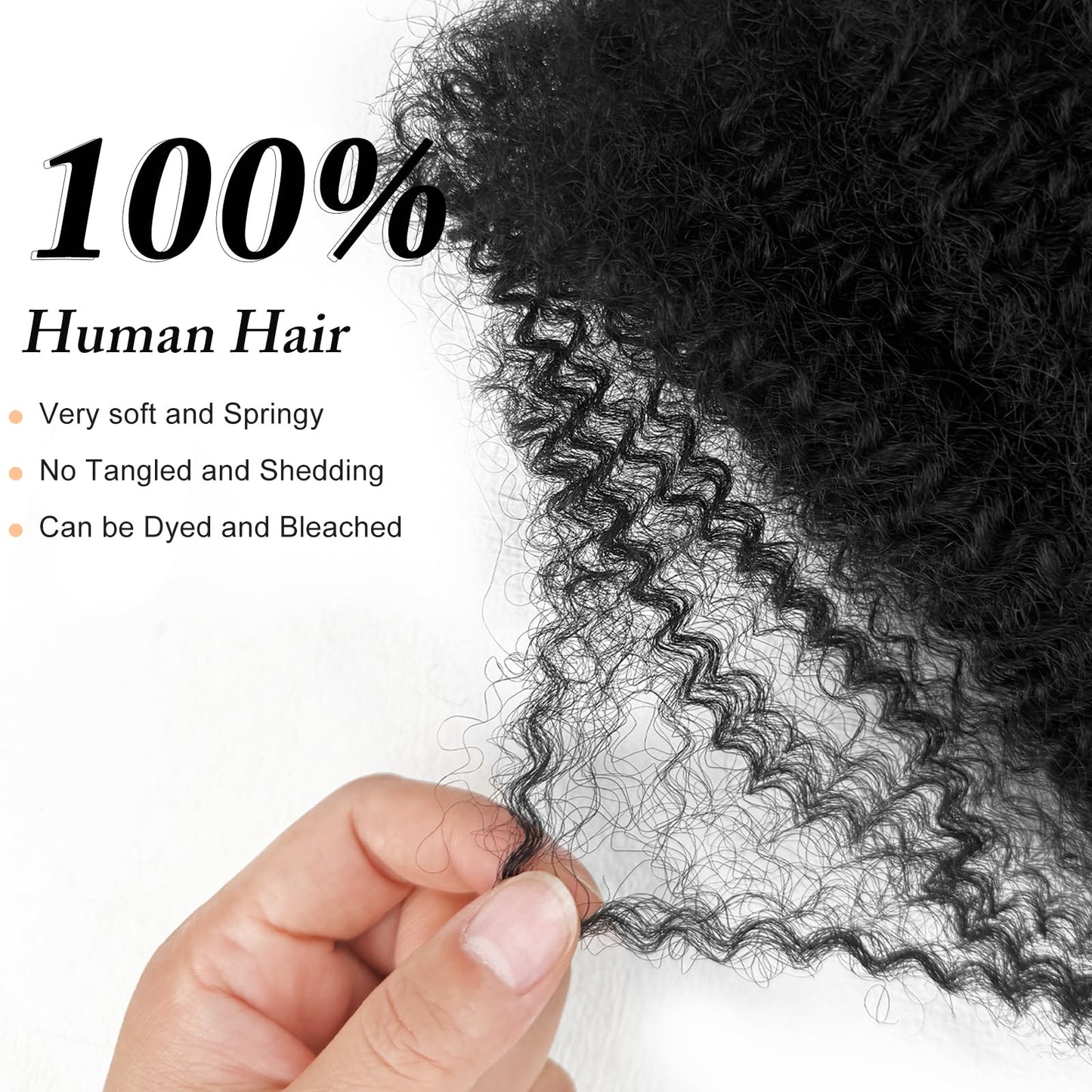 12inch Afro Kinkys Bulk Human Hair For Twist 2 Bundles Afro Kinky-Curly Human Hair Bulk For Twist Dreadlocks Extensions Repair Locs Natural Black (2 Bundles, 12 inch 1B)