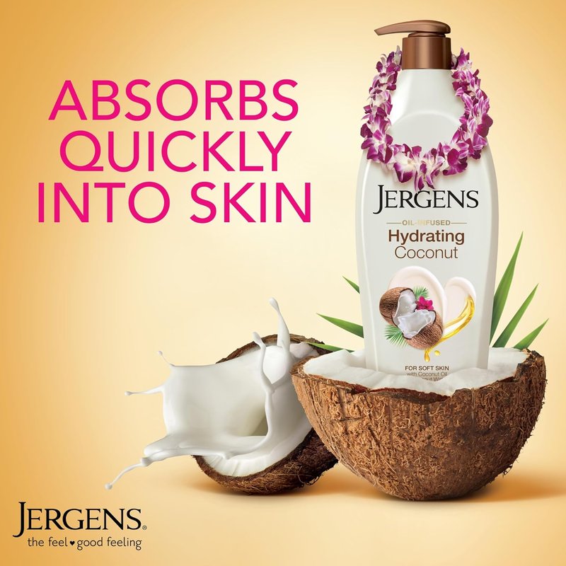 Jergens Hydrating Coconut Body Lotion - Moisturizer for Dry Skin | 16.8 oz, Pack of 3