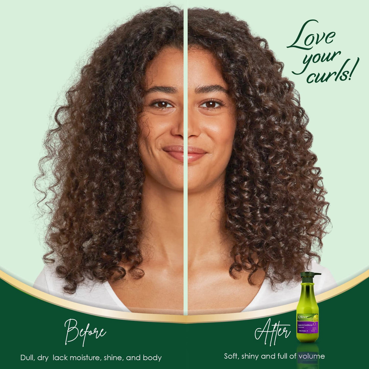 Frulatte Protecting Olive Leave In Conditioner with Certified Organic Olive Oil for curly hair 13.5 fl oz