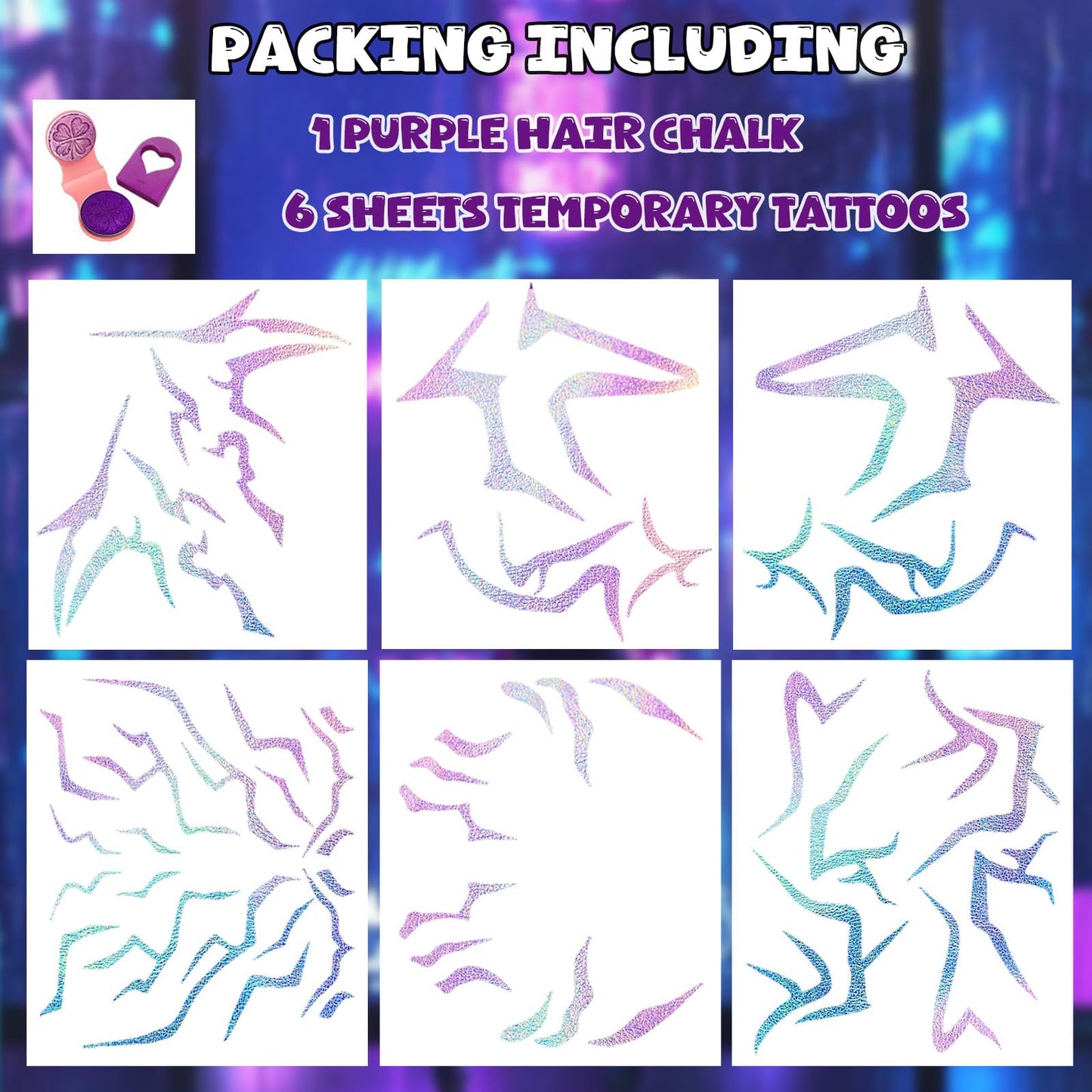Iridescent Rune Temporary Tattoos For Kids Women - Tattoo Saja Boys Temporary Rune Tattoos, Korean Movie Singer Dance Halloween Anime Cosplay Costume Makeup Accessories Huntrix Tattoo