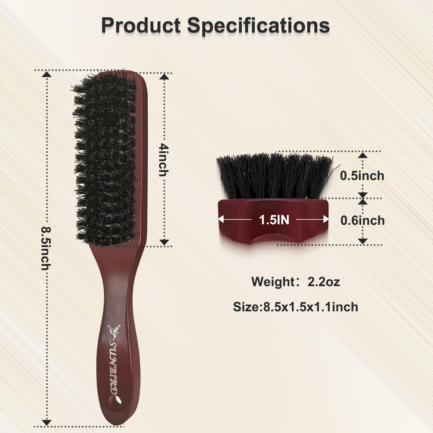 SUNBIRD Slick Back Hair Brush, Boar Bristle