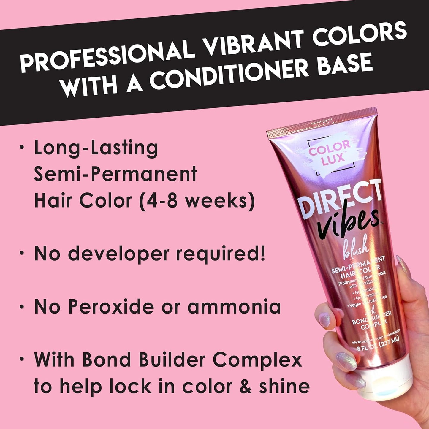 Vibrant Red Semi-Permanent Hair Color - Long-Lasting, Ammonia-Free & Vegan | 8 fl oz (Pack of 2)