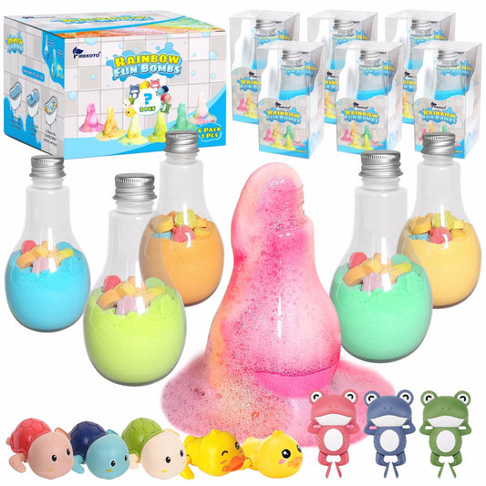 Firekoto Magic Potion Bath Toy for Kids, 6 Bottles Color Fizz Science Kit with 2 Surprise Toys, Fun Pour & Play Bath Bomb Set for Boys Girls