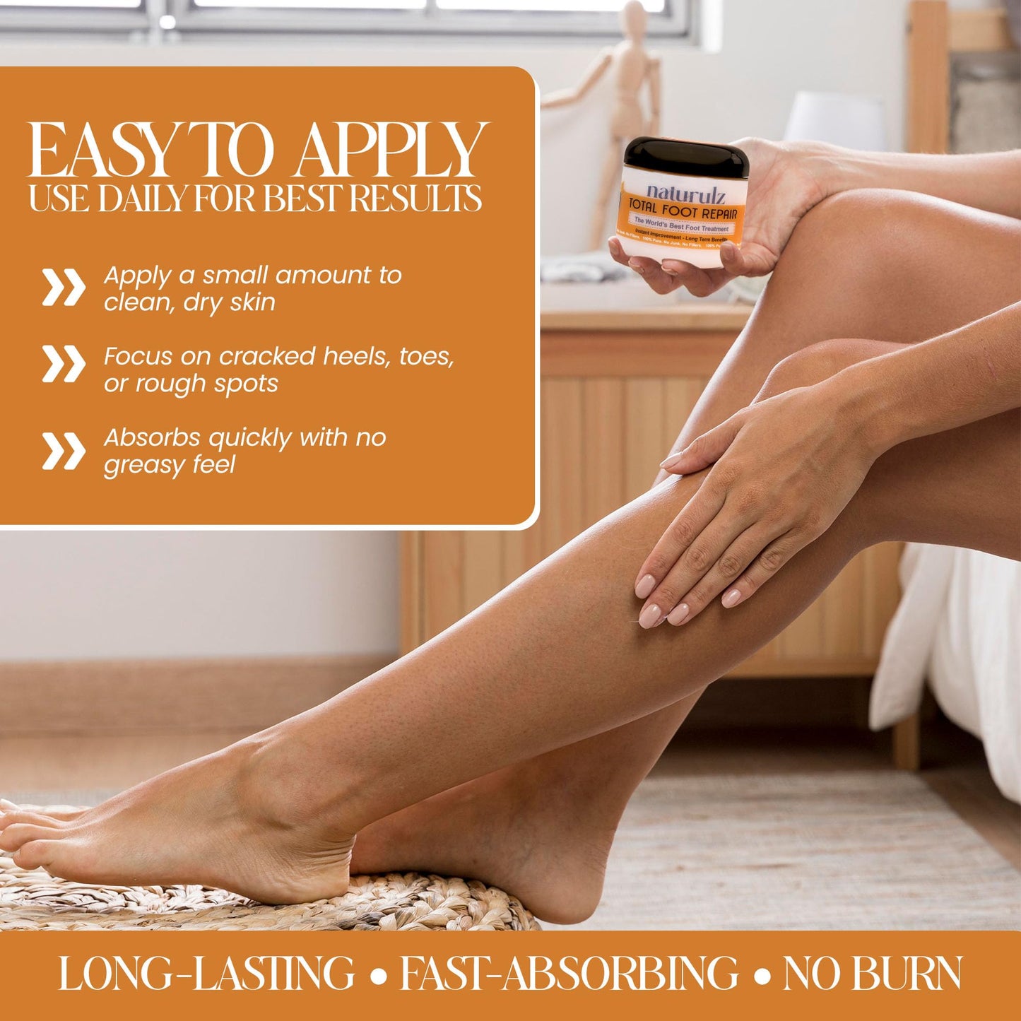 Naturulz Total Foot Repair 4oz – Intensive Moisture Foot Cream for Extremely Dry, Rough Skin & Cracked Heels and Feet- Moisture Barrier Repair for Knees, Elbows & Hands Formulated for Sensative Skin