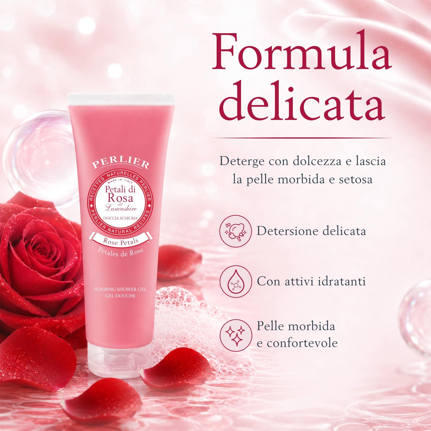Perlier Doccia Schiuma Petali di Rosa (250 ml) Shower Gel 8.4 fl. oz. Made in Italy [Italian Import]