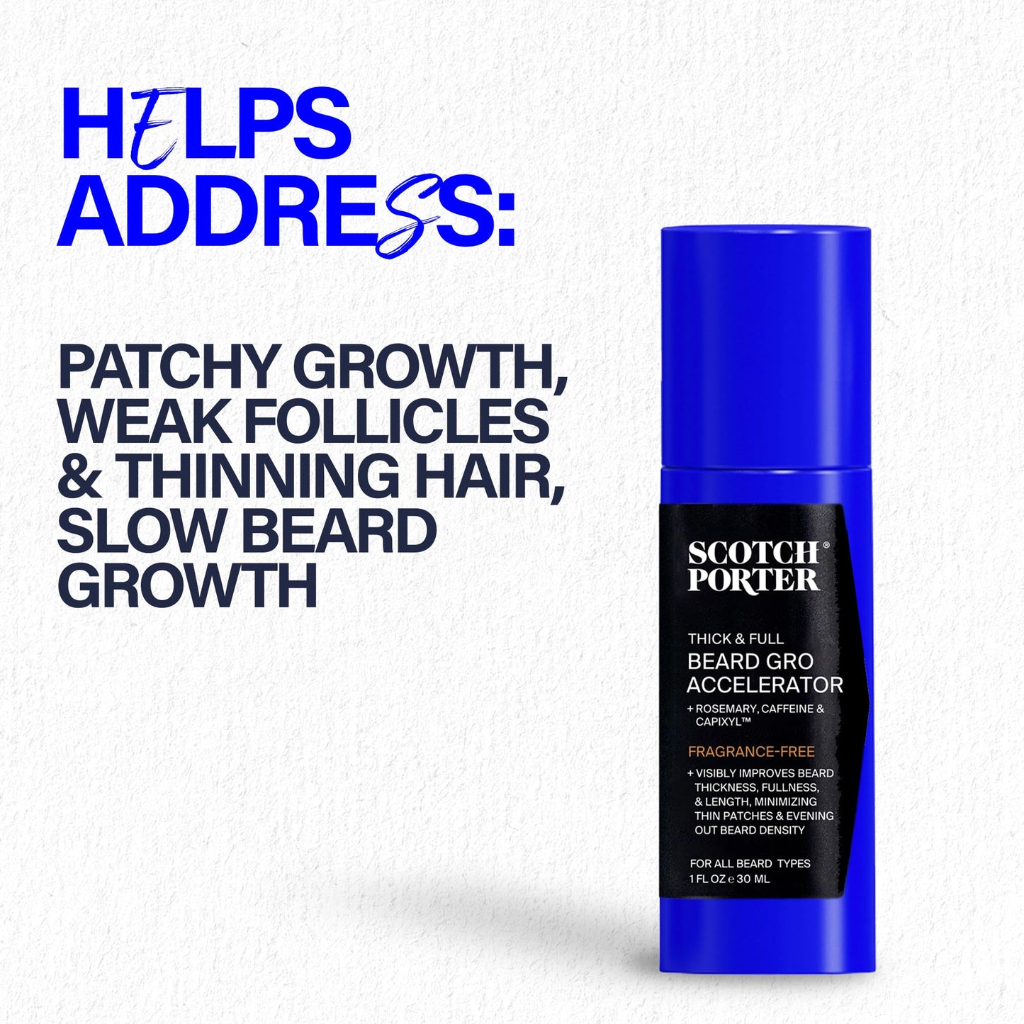 Scotch Porter Thick & Full Beard Gro Accelerator with Capixyl, Caffeine & Rosemary – Stimulates & Strengthens Follicles for a Thicker, Fuller Beard – 2-Pack, 2 * 1oz