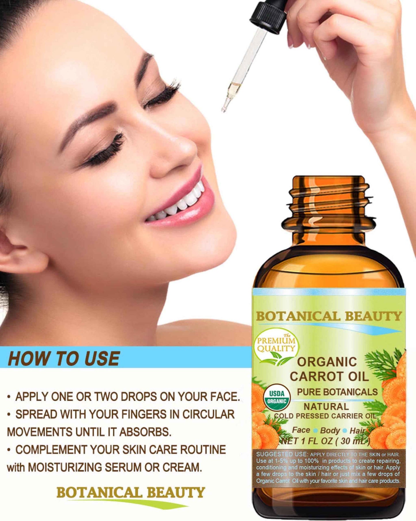 Botanical Beauty Organic CARROT SEED OIL 100% Pure VIRGIN UNREFINED Undiluted Cold Pressed Carrier Oil for Face, Skin, Body, Hair, Lip, Nails. Rich in Beta Carotene, Vitamin E (1 Fl Oz)