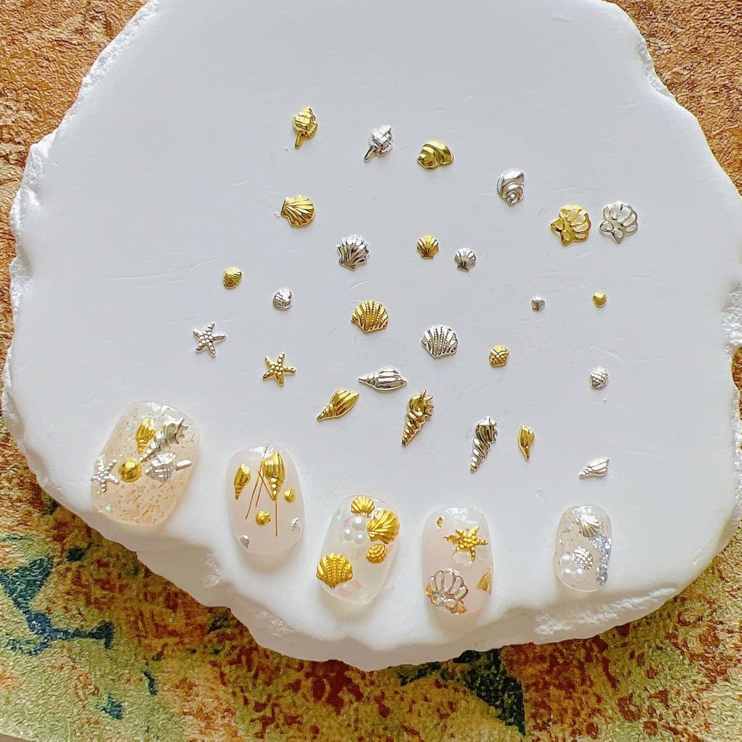 Nail Art Metal Studs - 500pcs Shell & Starfish Shapes for Creative Designs | Mixed Sea Series