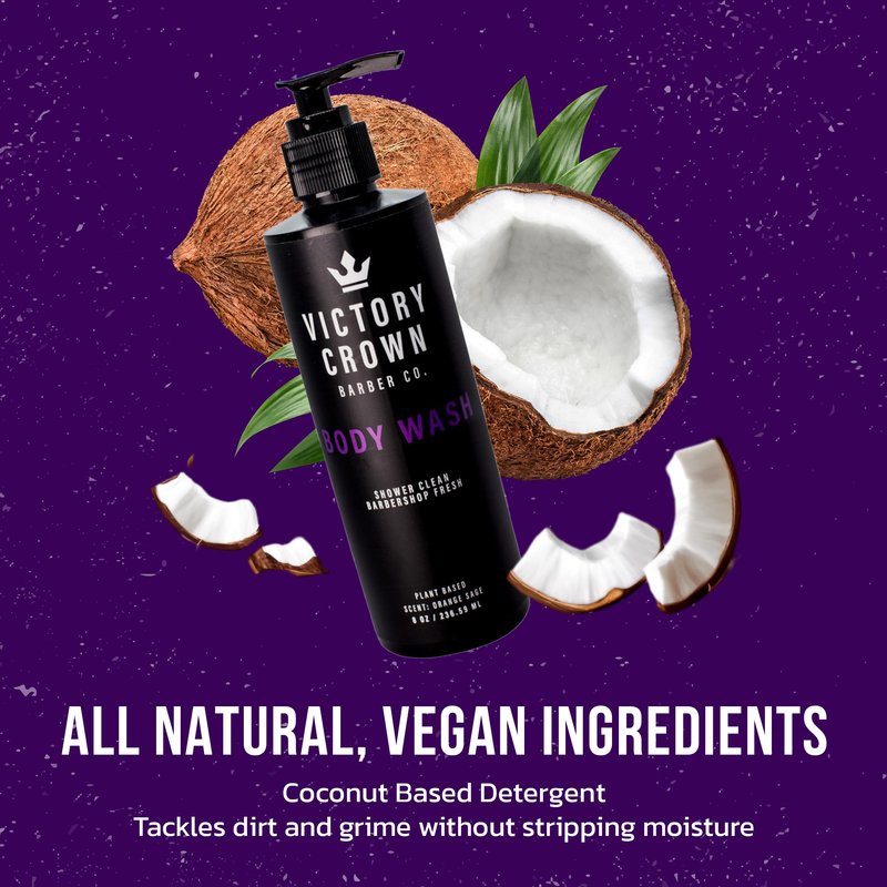 Victory Crown Moisturizing Body Wash Plant-Based Cleanser with Coconut & Pumice Extract, 8 Oz