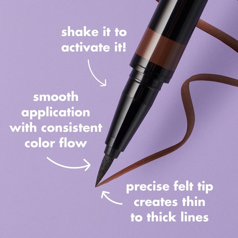 e.l.f. H2O Proof Eyeliner Pen - Waterproof, Long-Lasting Felt Tip Liner for Bold Looks | Deep Brown, Vegan & Cruelty-Free