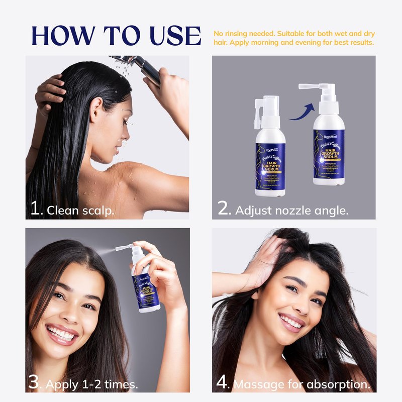 RootStim Hair Growth Serum for Men & Women, Hair Growth Spray, Rice Water & Biotin & Caffeine - Hair Oils for Hair Growth -Longer, Fuller Hair