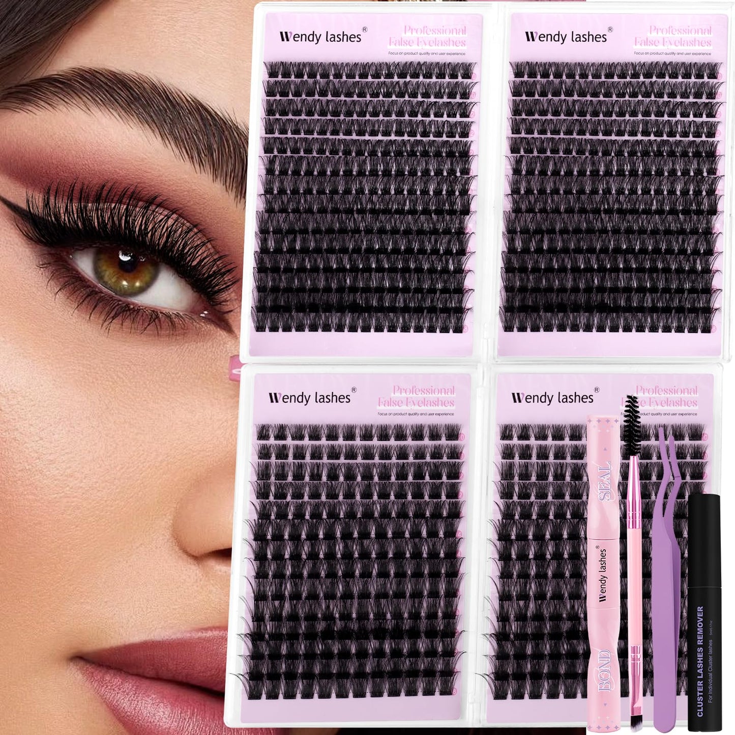 Wispy Lash Clusters Kit Packs: Wendy, 784Pcs, C3, C3, C9, C9, D Curl, 10-18mm Mixed, Natural, Volume, Soft, DIY Eyelash, Individual, Fake Lashes, Bulk Pack