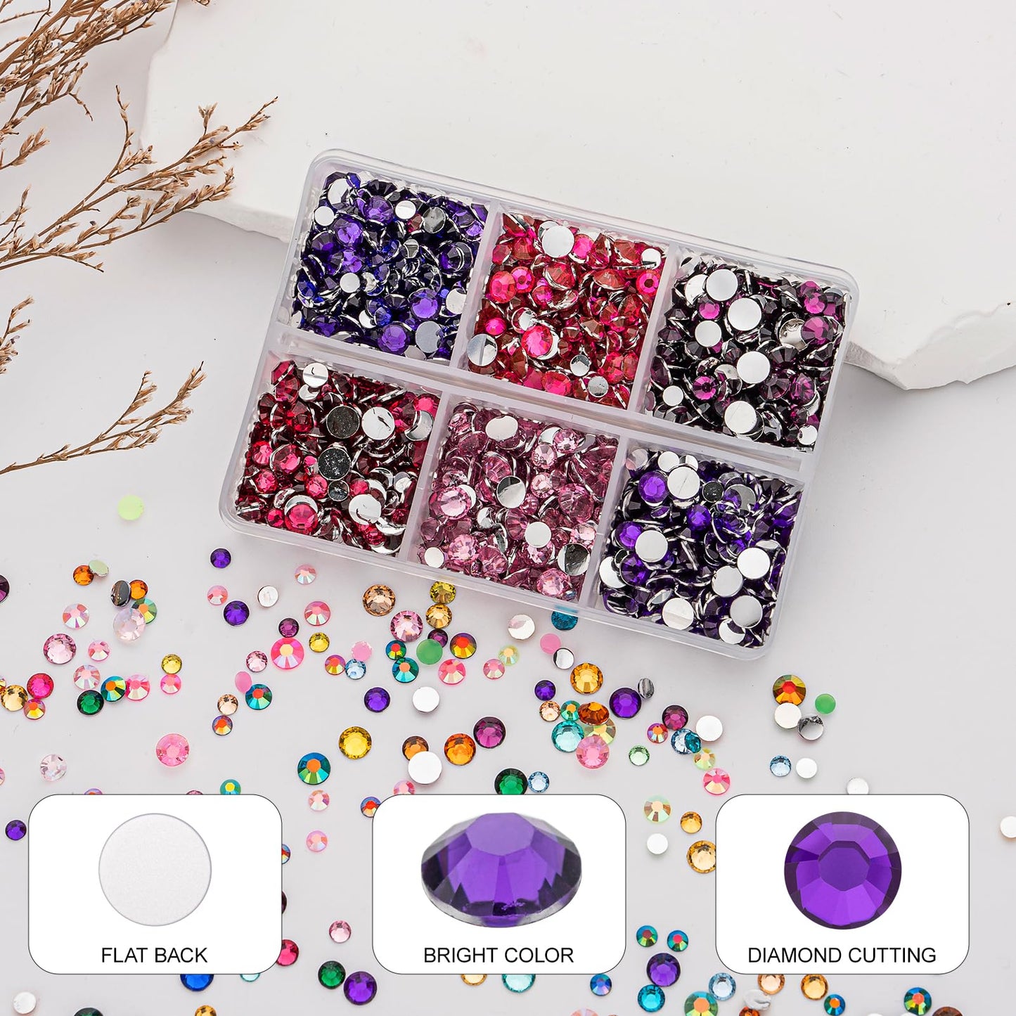 Transparents AB Rhinestones Bulk Flat Back Round 4mm，7000PCS Non-Hotfix Rhinestones for Crafts with Glue, Tweezers and Picker Pen for Makeup Nails Face Tumblers Clothes Shoes Handmade Decoration