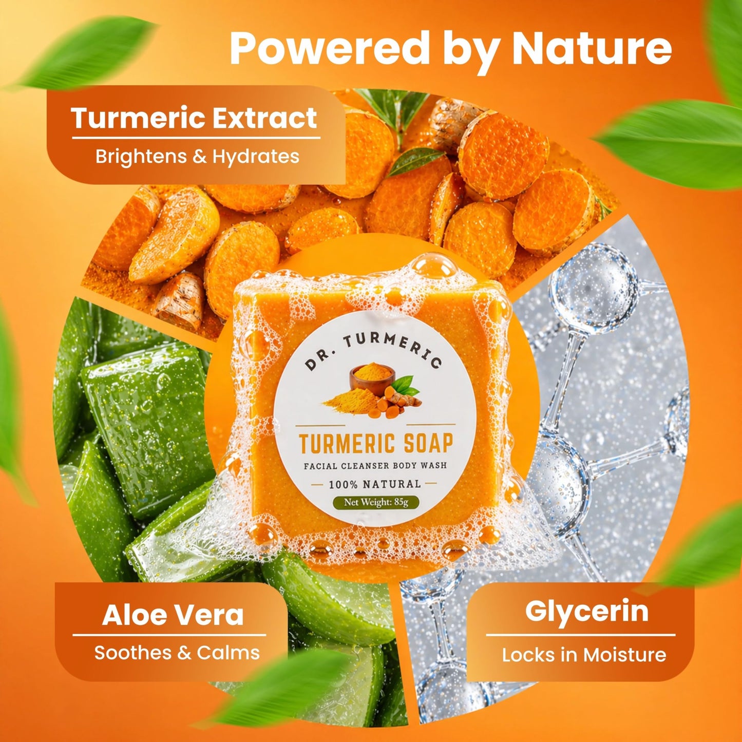 Turmeric Soap Bar for Face & Body | Vegan Skin Cleanser for Smooth, Moisturized & Radiant-Looking Skin | Rich Lather, Deep Cleansing & Refreshing Scent | 12 Bars