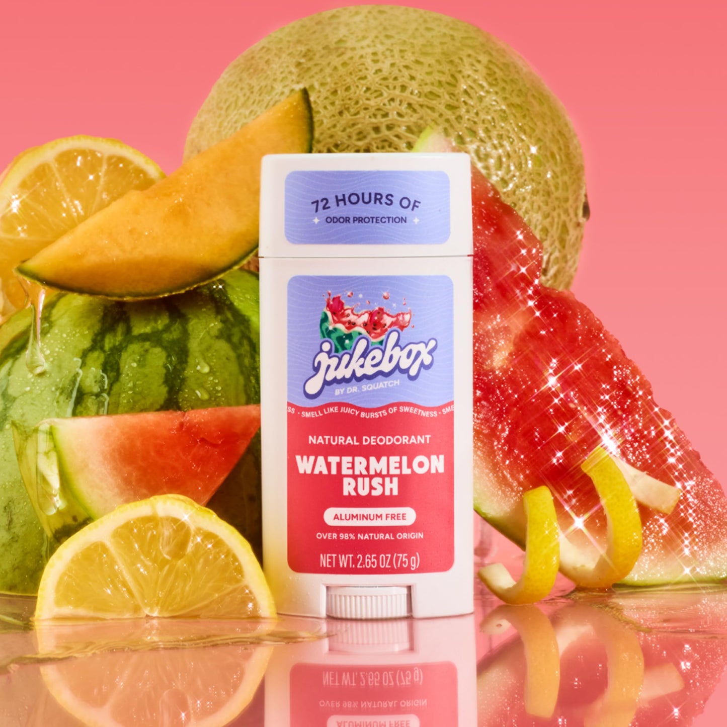 JUKEBOX Natural Deodorant for Women–Watermelon Disco–Aluminum-Free, No Baking Soda, No Harsh Chemicals, Odor Blocking Technology, Watermelon,Cantaloupe, Agave-a Dr. Squatch Brand-2.65oz, 2 Pack